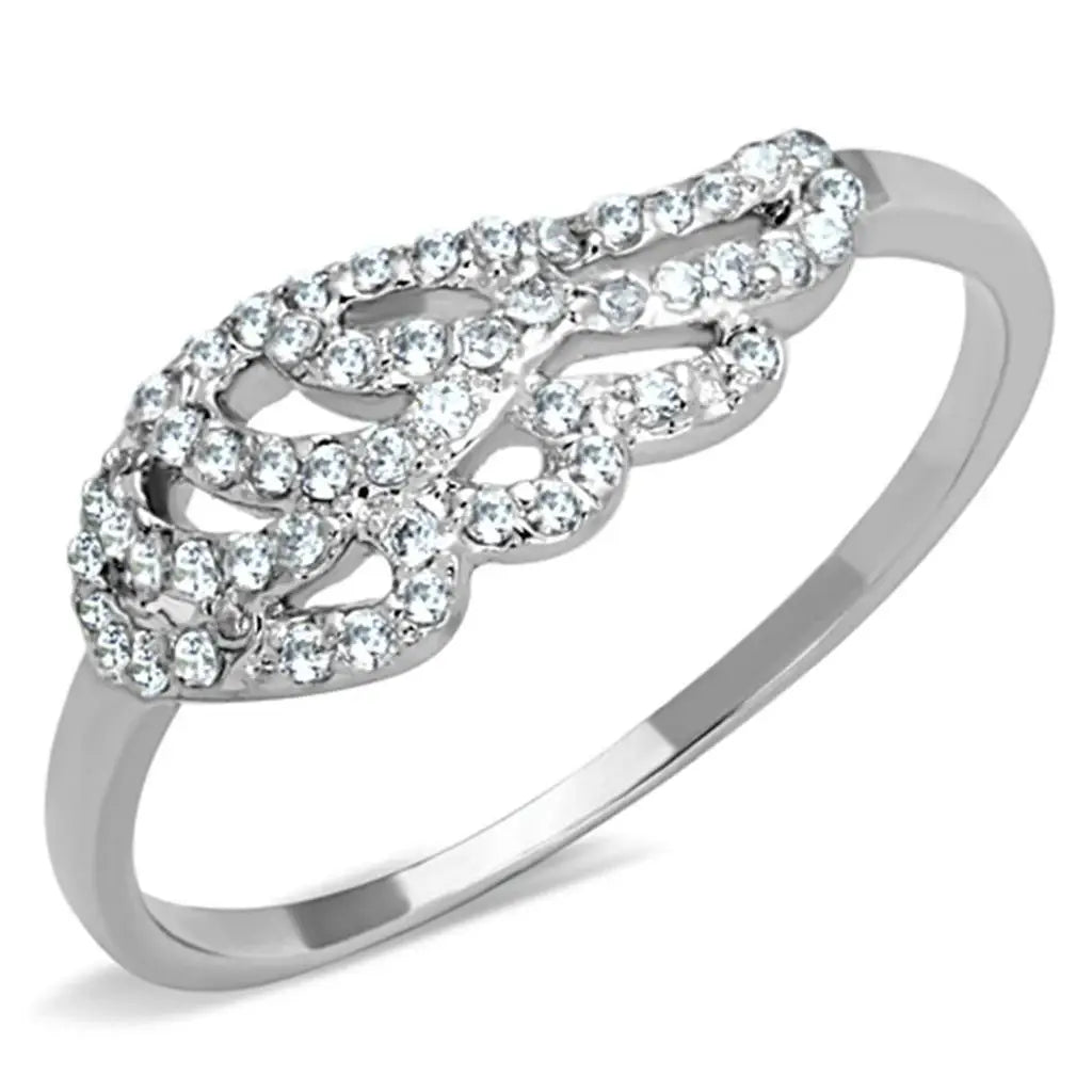 Alamode Rhodium Brass Ring with AAA Grade CZ in Clear - Alamode - Flyclothing LLC