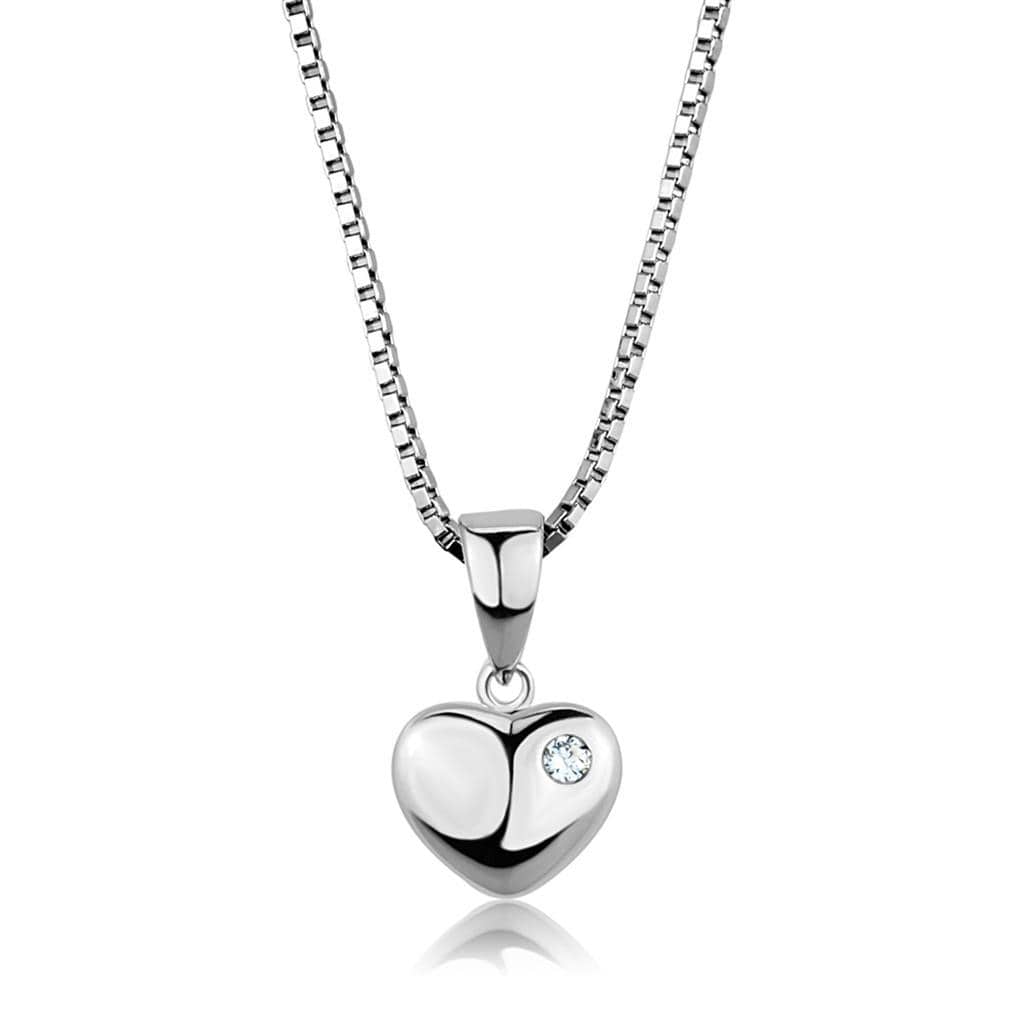 Alamode Rhodium Brass Chain Pendant with AAA Grade CZ in Clear - Alamode - Flyclothing LLC