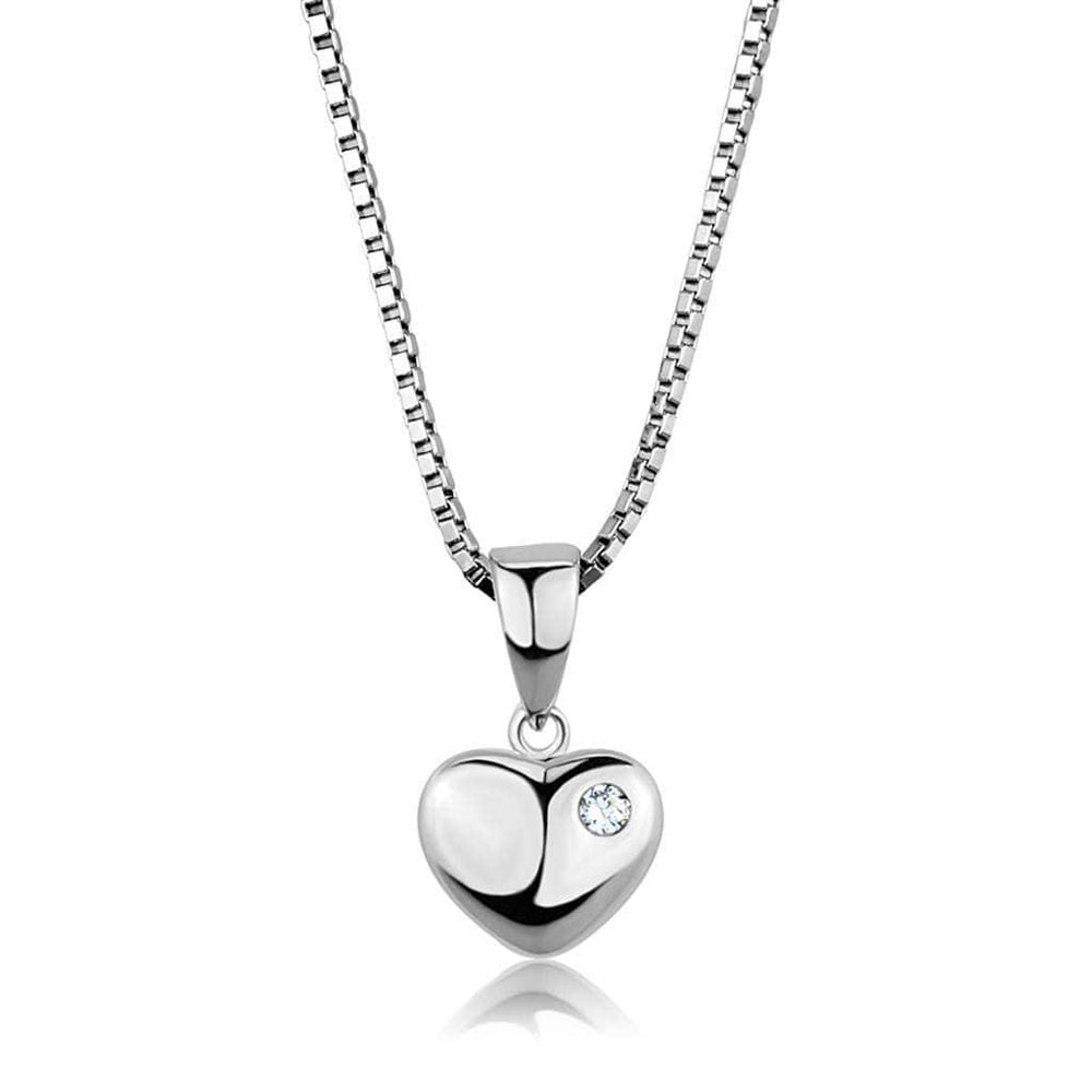 Alamode Rhodium Brass Chain Pendant with AAA Grade CZ in Clear - Alamode