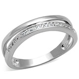 Alamode Rhodium Brass Ring with AAA Grade CZ in Clear - Alamode