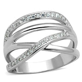Alamode Rhodium Brass Ring with AAA Grade CZ in Clear - Alamode - Flyclothing LLC