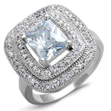 Alamode Rhodium Brass Ring with AAA Grade CZ in Clear - Alamode - Flyclothing LLC