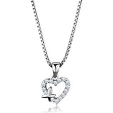 Alamode Rhodium Brass Chain Pendant with AAA Grade CZ in Clear - Alamode - Flyclothing LLC
