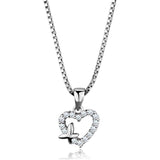Alamode Rhodium Brass Chain Pendant with AAA Grade CZ in Clear - Alamode