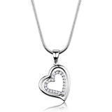 Alamode Rhodium Brass Chain Pendant with AAA Grade CZ in Clear - Alamode - Flyclothing LLC
