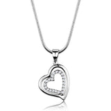 Alamode Rhodium Brass Chain Pendant with AAA Grade CZ in Clear - Alamode