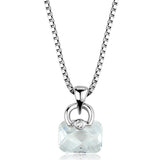 Alamode Rhodium Brass Chain Pendant with AAA Grade CZ in Clear - Alamode