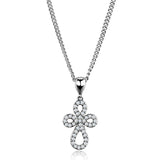 Alamode Rhodium Brass Chain Pendant with AAA Grade CZ in Clear - Alamode - Flyclothing LLC