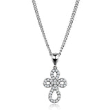 Alamode Rhodium Brass Chain Pendant with AAA Grade CZ in Clear - Alamode
