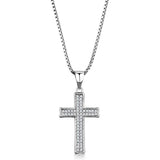 Alamode Rhodium Brass Chain Pendant with AAA Grade CZ in Clear - Alamode