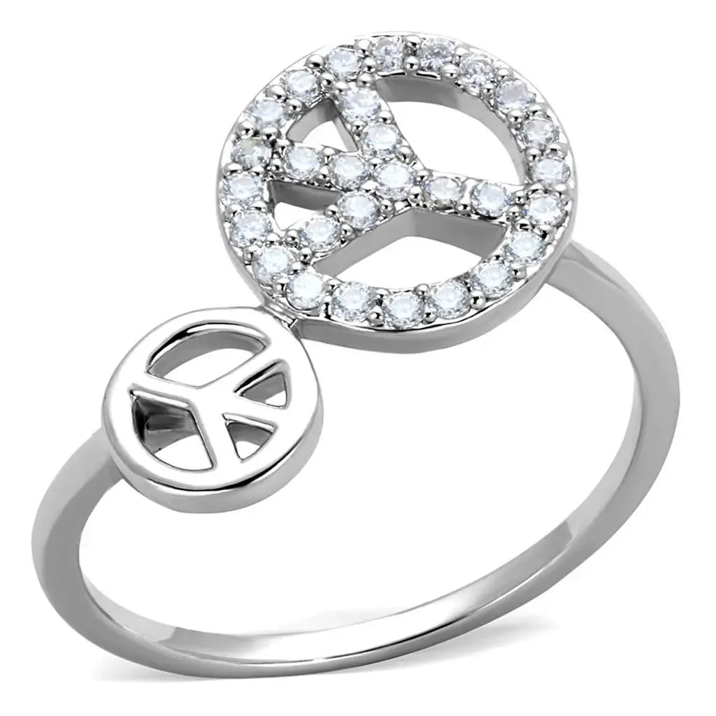 Alamode Rhodium Brass Ring with AAA Grade CZ in Clear - Alamode - Flyclothing LLC