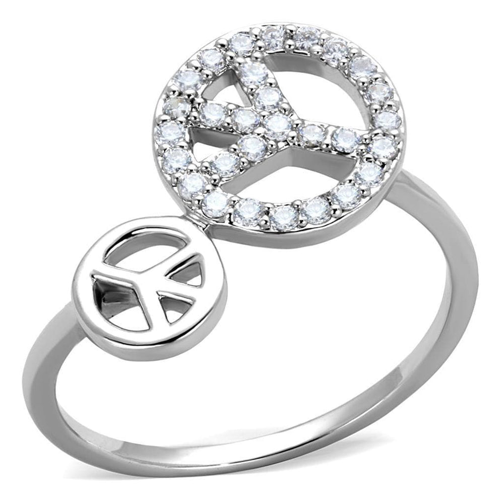 Alamode Rhodium Brass Ring with AAA Grade CZ in Clear - Alamode