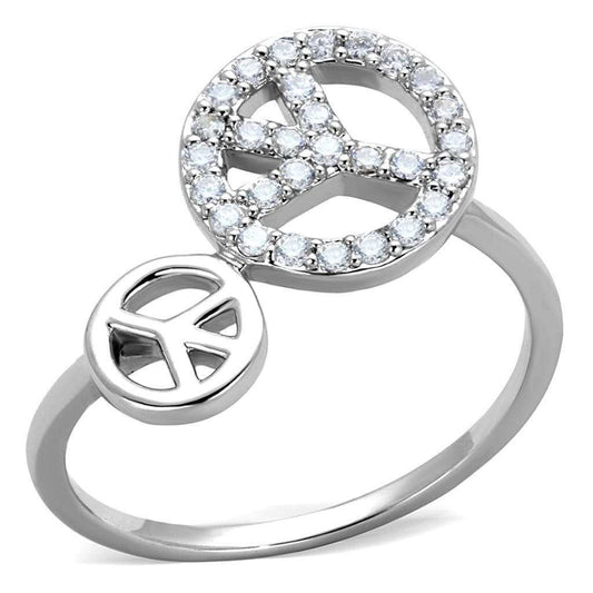 Alamode Rhodium Brass Ring with AAA Grade CZ in Clear - Alamode - Flyclothing LLC