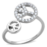 Alamode Rhodium Brass Ring with AAA Grade CZ in Clear - Alamode