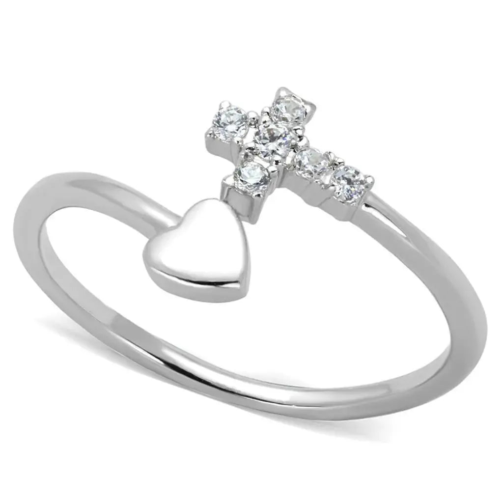 Alamode Rhodium Brass Ring with AAA Grade CZ in Clear - Alamode - Flyclothing LLC