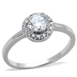 Alamode Rhodium Brass Ring with AAA Grade CZ in Clear - Alamode - Flyclothing LLC