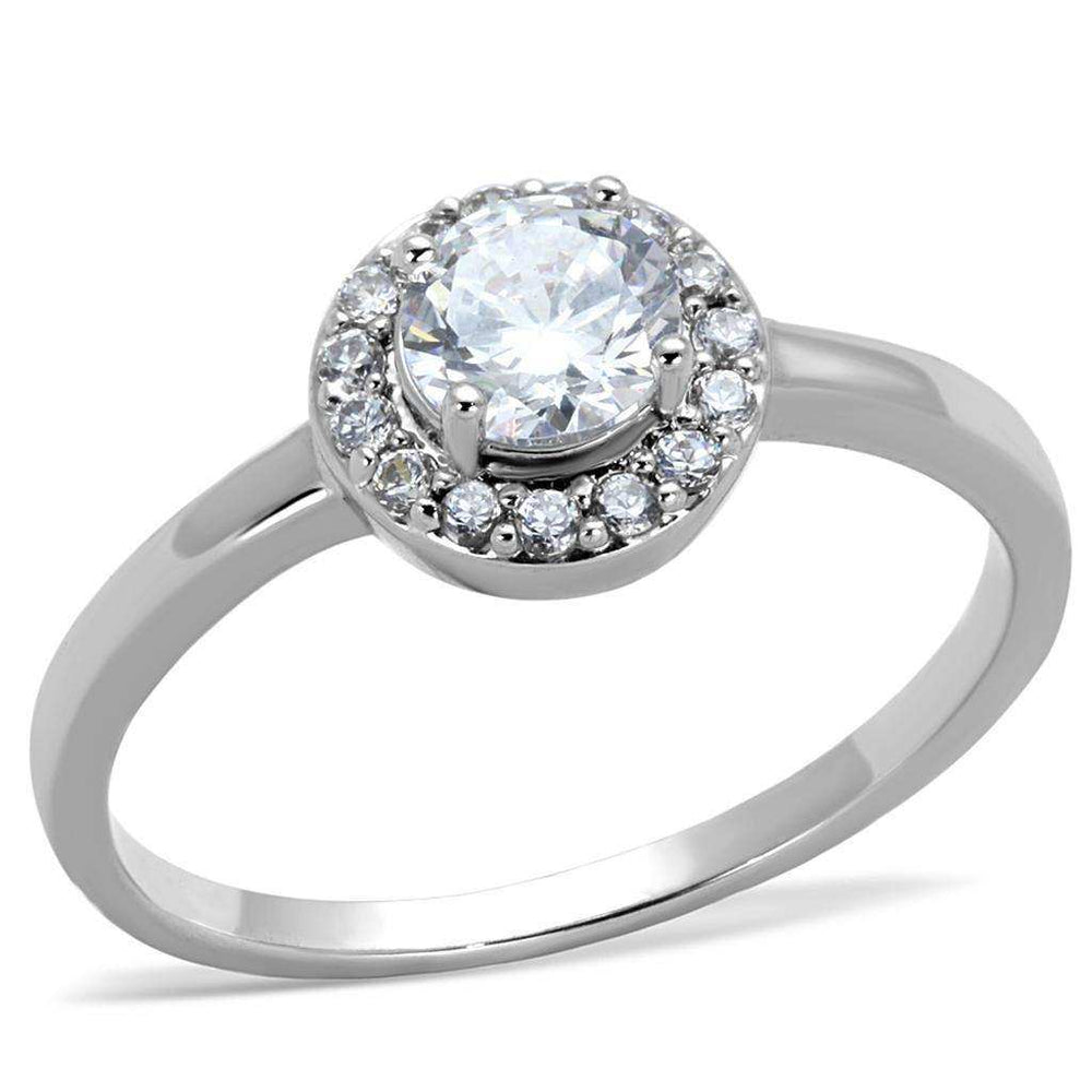 Alamode Rhodium Brass Ring with AAA Grade CZ in Clear - Alamode - Flyclothing LLC