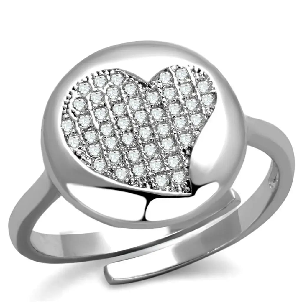Alamode Rhodium Brass Ring with AAA Grade CZ in Clear - Alamode - Flyclothing LLC