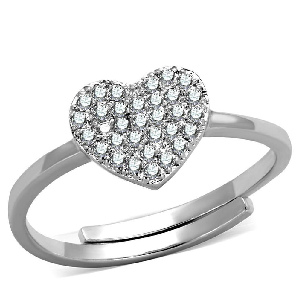 Alamode Rhodium Brass Ring with AAA Grade CZ in Clear - Alamode