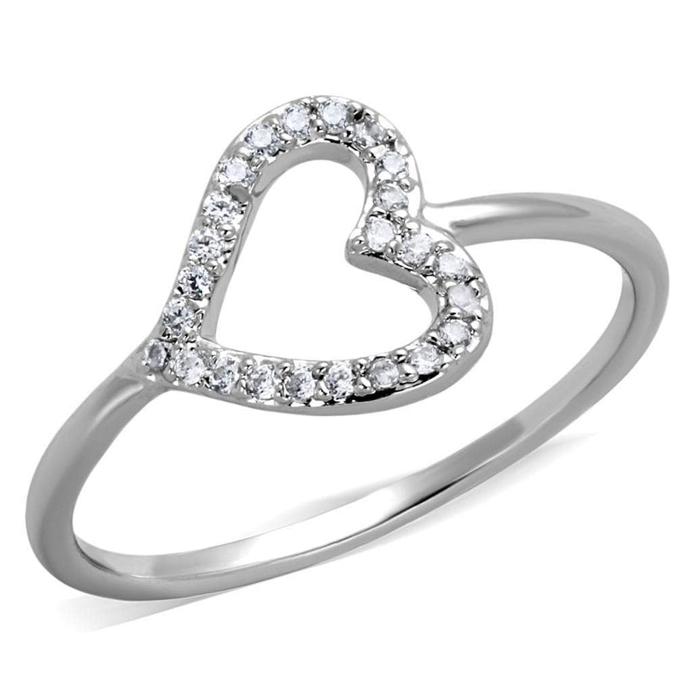 Alamode Rhodium Brass Ring with AAA Grade CZ in Clear - Alamode