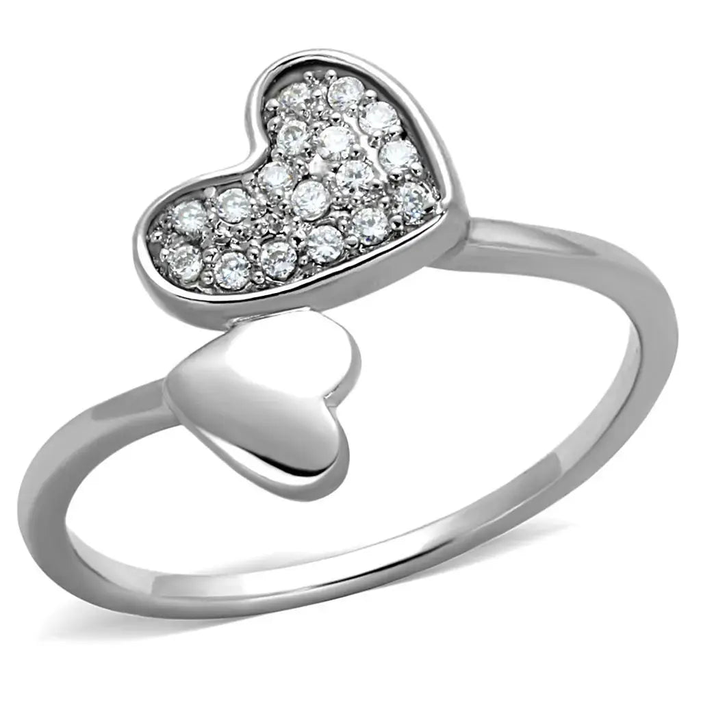 Alamode Rhodium Brass Ring with AAA Grade CZ in Clear - Alamode - Flyclothing LLC