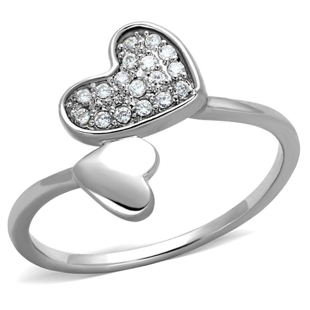 Alamode Rhodium Brass Ring with AAA Grade CZ in Clear - Alamode