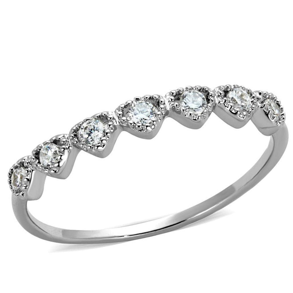Alamode Rhodium Brass Ring with AAA Grade CZ in Clear - Alamode
