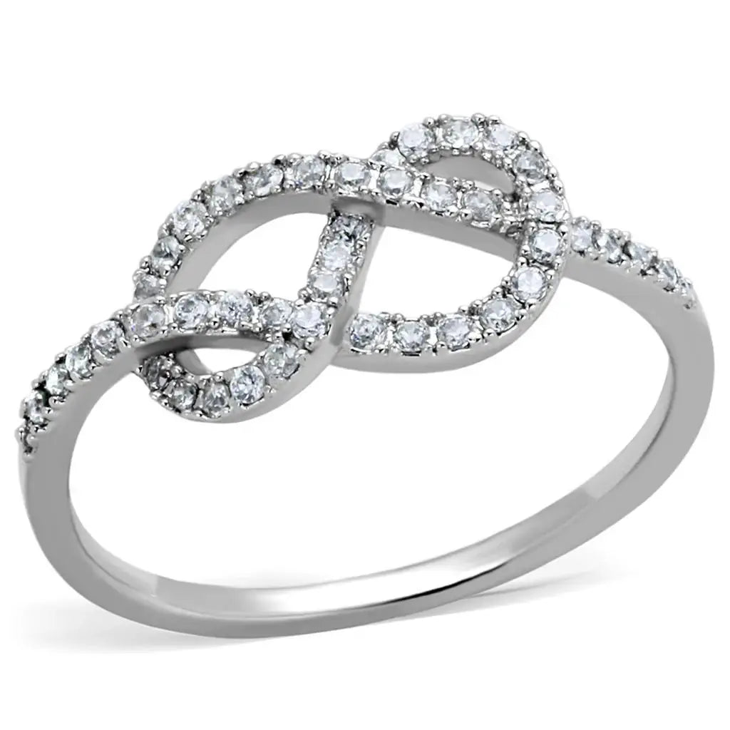 Alamode Rhodium Brass Ring with AAA Grade CZ in Clear - Alamode - Flyclothing LLC