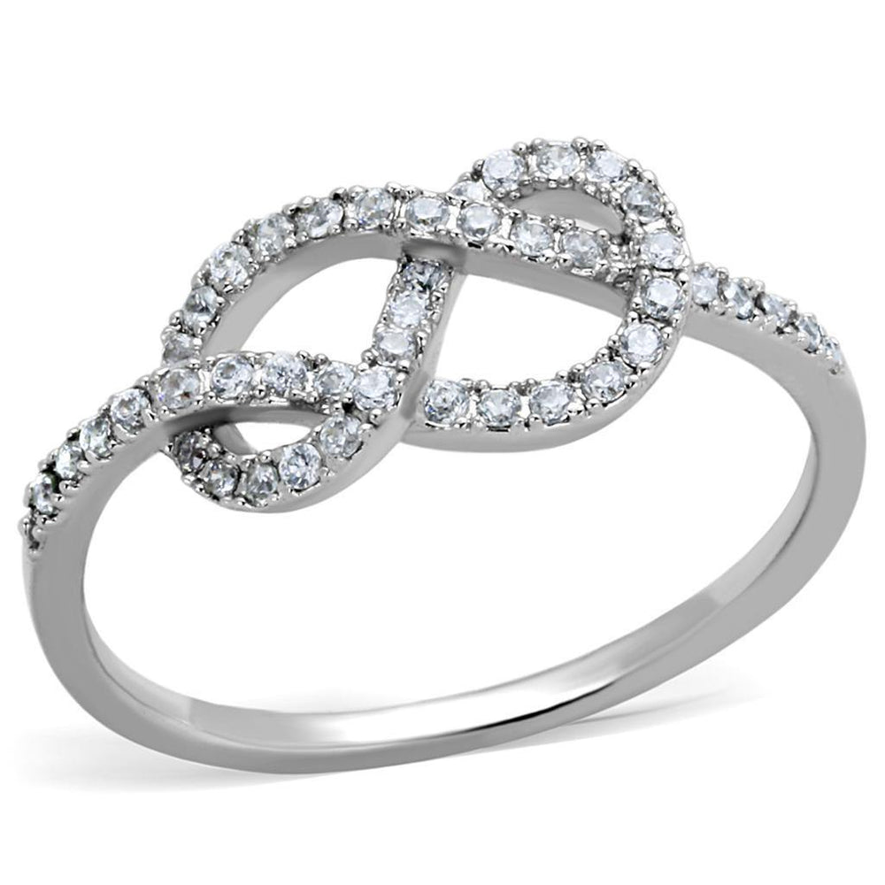 Alamode Rhodium Brass Ring with AAA Grade CZ in Clear - Alamode