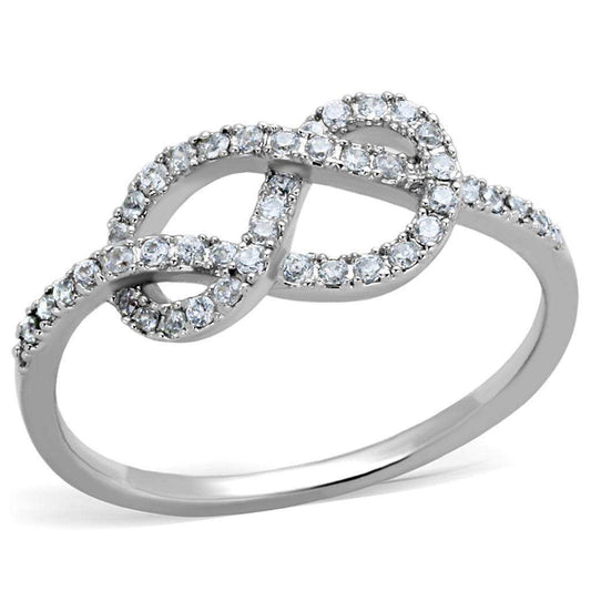 Alamode Rhodium Brass Ring with AAA Grade CZ in Clear - Alamode - Flyclothing LLC