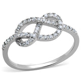 Alamode Rhodium Brass Ring with AAA Grade CZ in Clear - Alamode
