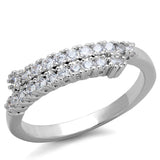 Alamode Rhodium Brass Ring with AAA Grade CZ in Clear - Alamode