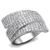 Alamode Rhodium Brass Ring with AAA Grade CZ in Clear - Alamode - Flyclothing LLC