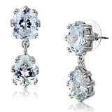 Alamode Rhodium Brass Earrings with AAA Grade CZ in Clear - Alamode - Flyclothing LLC