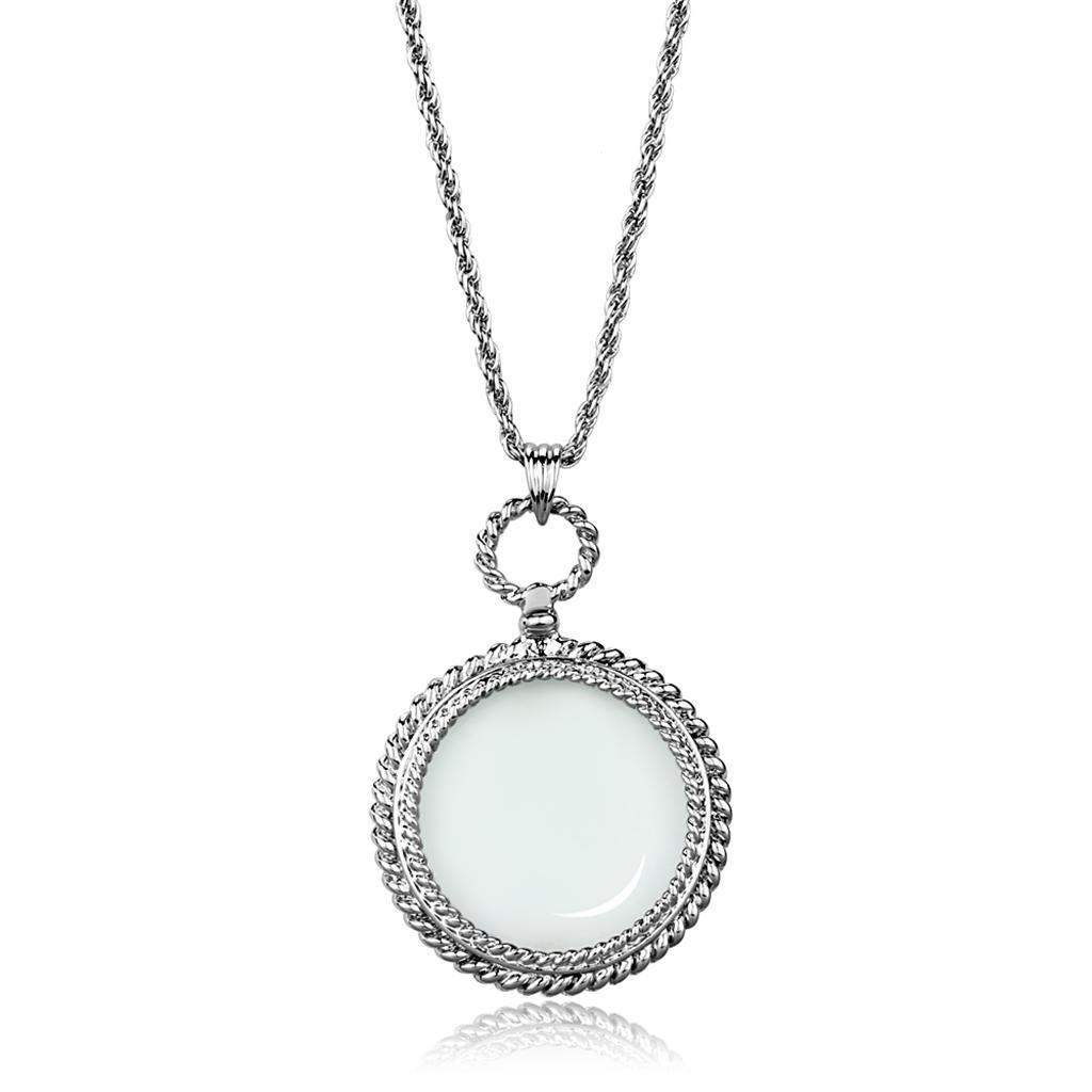 Alamode Rhodium Brass Magnifier pendant with Synthetic Synthetic Glass in Clear - Alamode - Flyclothing LLC