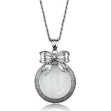 Alamode Rhodium Brass Magnifier pendant with Synthetic Synthetic Glass in Clear - Alamode - Flyclothing LLC