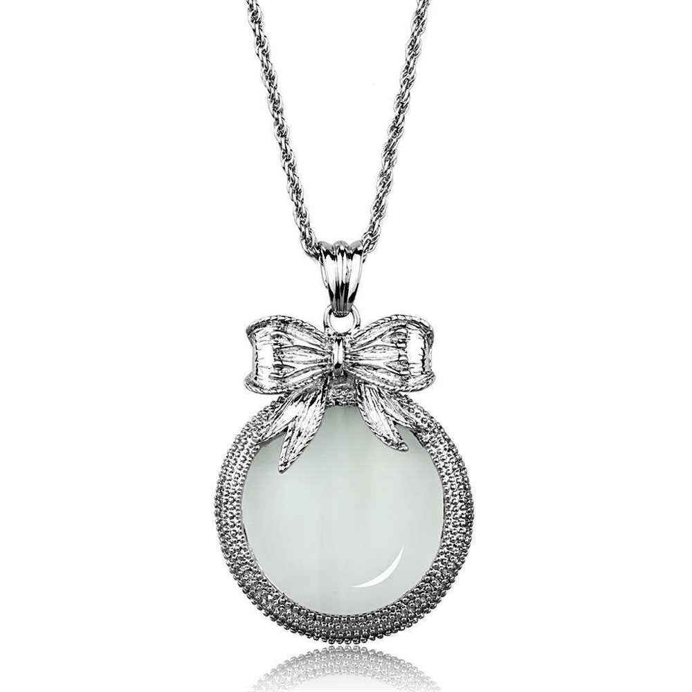 Alamode Rhodium Brass Magnifier pendant with Synthetic Synthetic Glass in Clear - Alamode - Flyclothing LLC