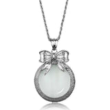 Alamode Rhodium Brass Magnifier pendant with Synthetic Synthetic Glass in Clear - Alamode - Flyclothing LLC