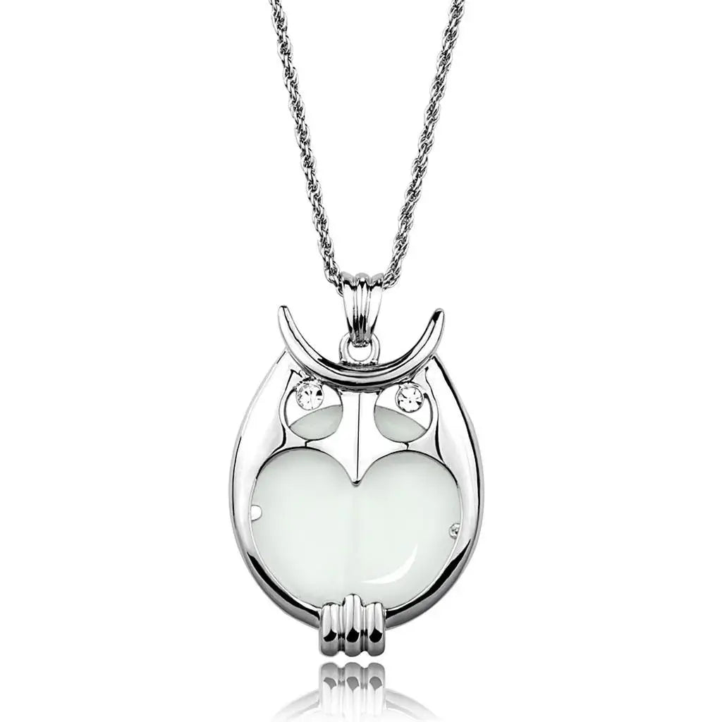 Alamode Rhodium Brass Magnifier pendant with Top Grade Crystal in Clear - Alamode - Flyclothing LLC