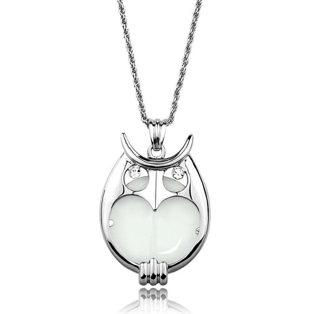 Alamode Rhodium Brass Magnifier pendant with Top Grade Crystal in Clear - Alamode