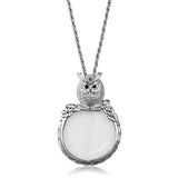 Alamode Rhodium Brass Magnifier pendant with Top Grade Crystal in Clear - Alamode - Flyclothing LLC