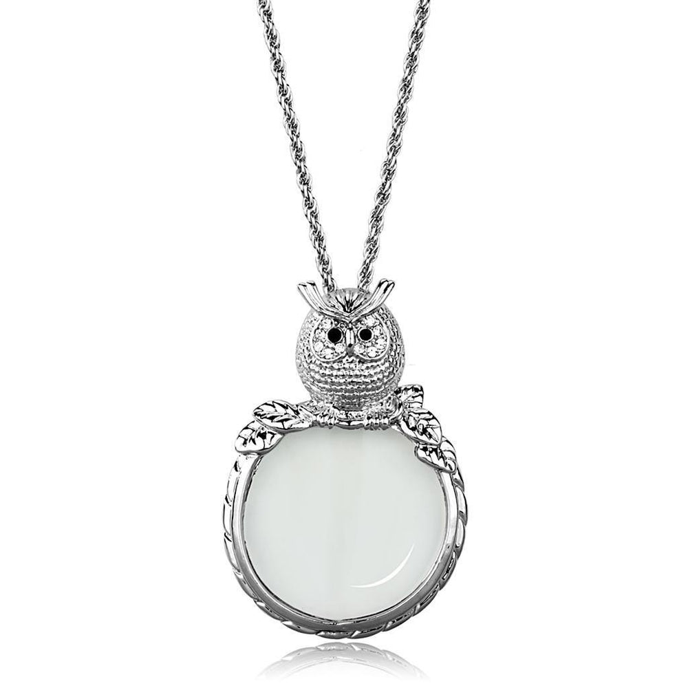 Alamode Rhodium Brass Magnifier pendant with Top Grade Crystal in Clear - Alamode