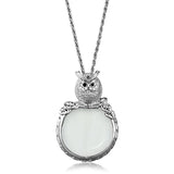 Alamode Rhodium Brass Magnifier pendant with Top Grade Crystal in Clear - Alamode
