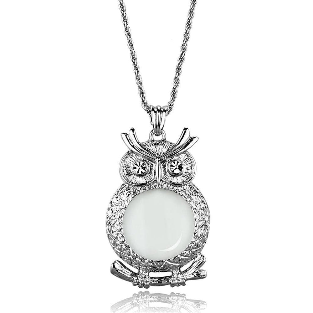 Alamode Rhodium Brass Magnifier pendant with Top Grade Crystal in Clear - Alamode
