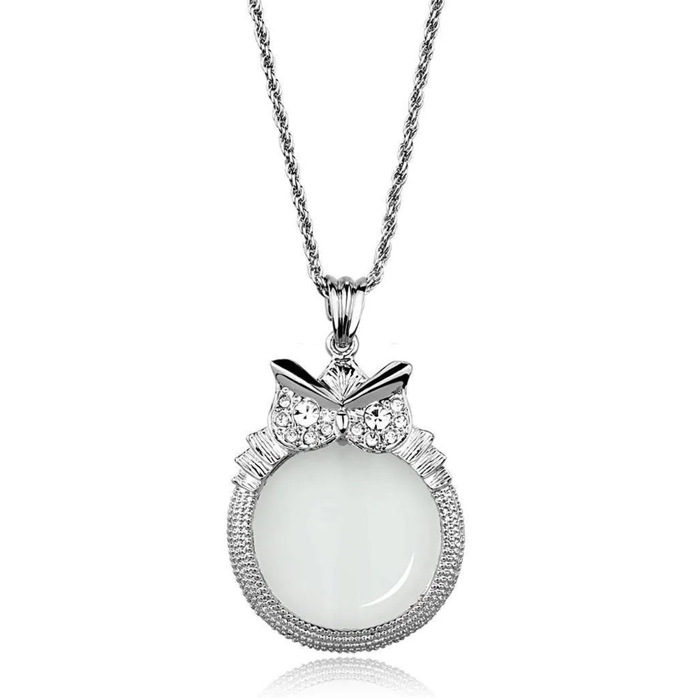 Alamode Rhodium Brass Magnifier pendant with Top Grade Crystal in Clear - Alamode