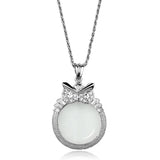 Alamode Rhodium Brass Magnifier pendant with Top Grade Crystal in Clear - Alamode