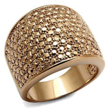 Alamode IP Rose Gold(Ion Plating) Brass Ring with AAA Grade CZ in Metallic Light Gold - Alamode - Flyclothing LLC