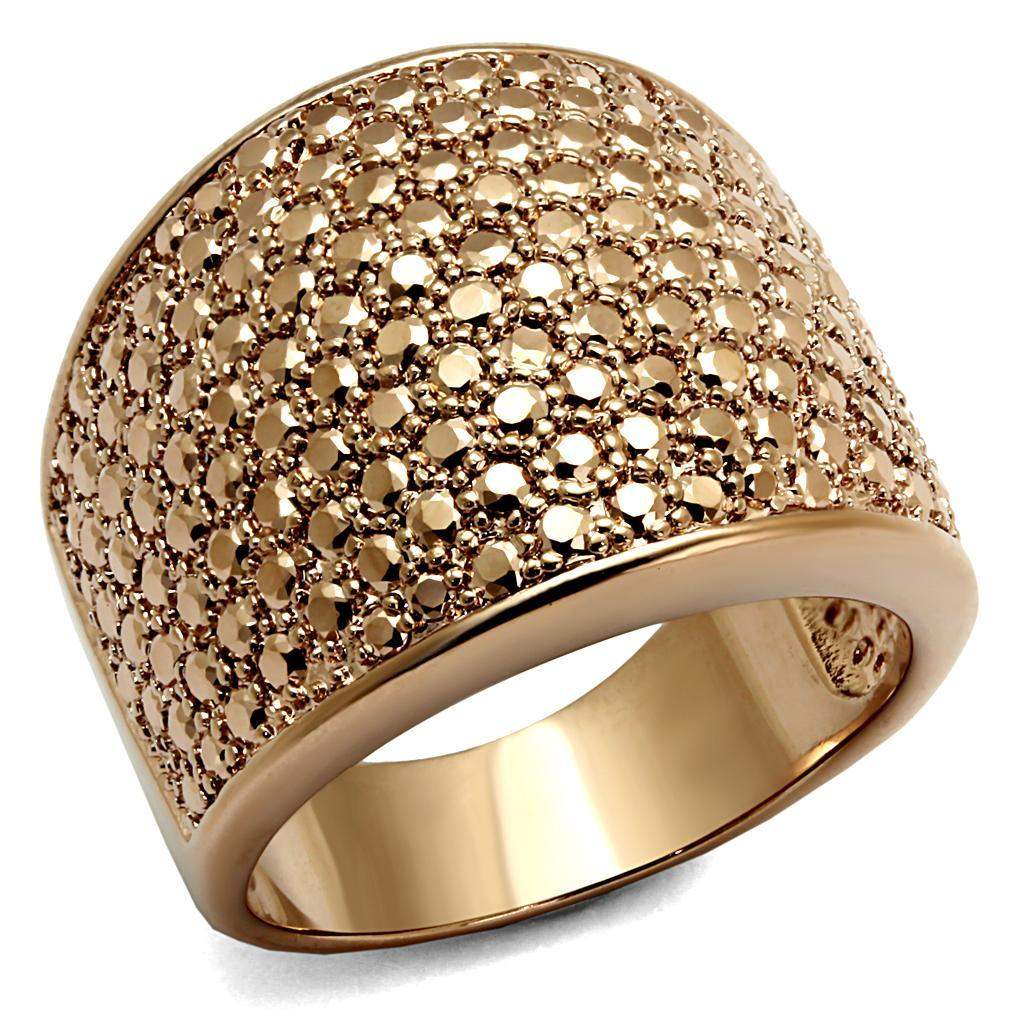 Alamode IP Rose Gold(Ion Plating) Brass Ring with AAA Grade CZ in Metallic Light Gold - Alamode - Flyclothing LLC