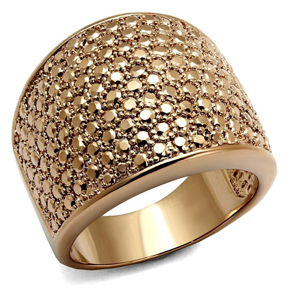 Alamode IP Rose Gold(Ion Plating) Brass Ring with AAA Grade CZ in Metallic Light Gold - Alamode