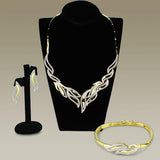 Alamode Gold+Rhodium Brass Jewelry Sets with AAA Grade CZ in Clear - Alamode